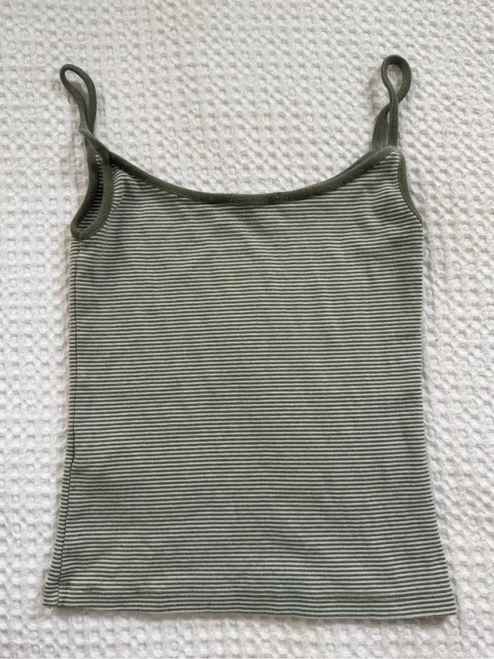 Brandy Melville Olive & White Striped Slim Tank